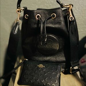 Black coach Dempsey Drawstring Bucket Bag